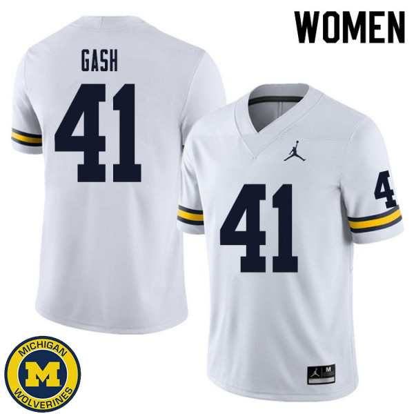 Women Michigan Wolverines #41 Isaiah Gash White Official Game Jersey